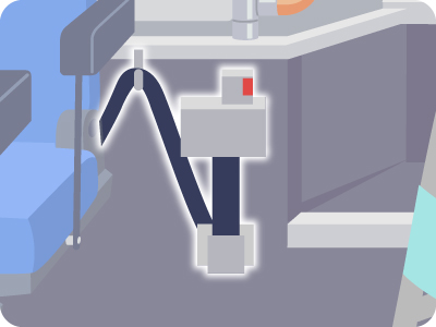 車いすを固定する器具のイラスト