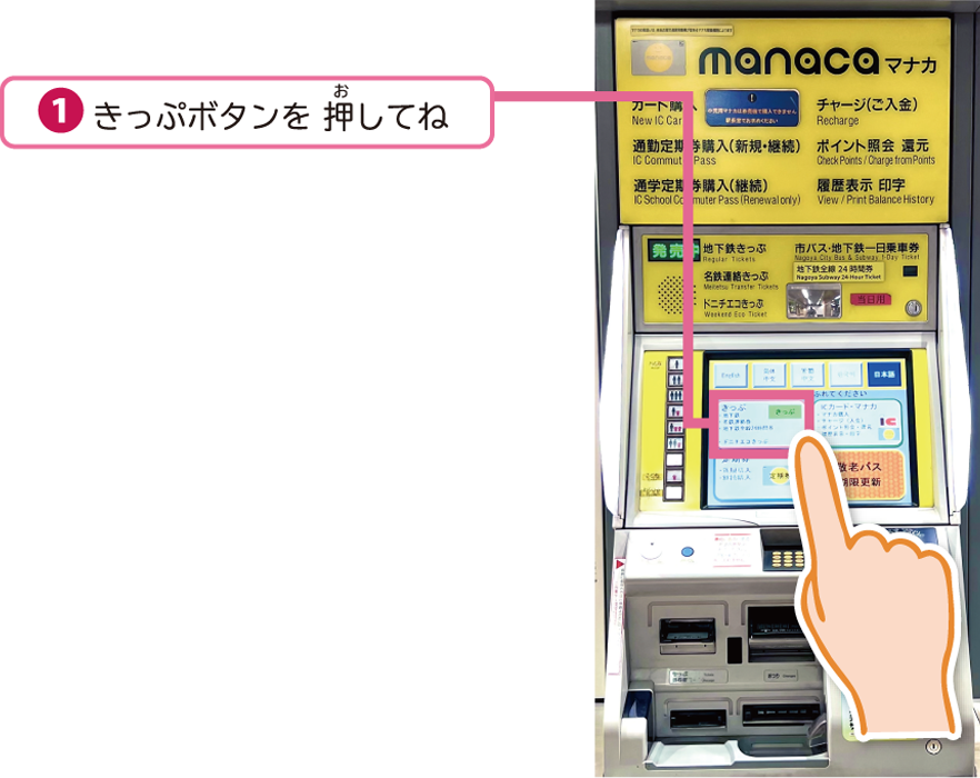 きっぷボタンを押してね