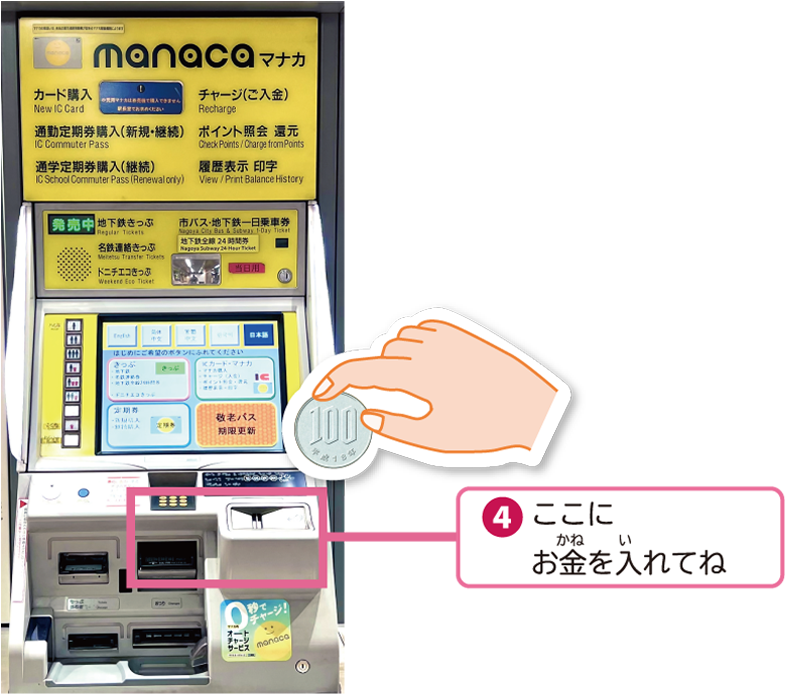 投入口にお金を入れてね